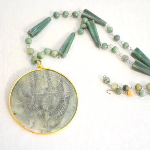 1940s Mexican Bead Necklace with Pendant - image 1