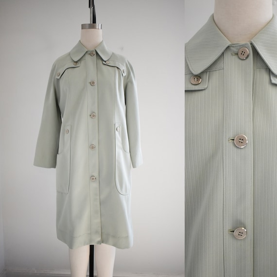 1970s Misty Harbor Pale Silver Sage Trench Coat