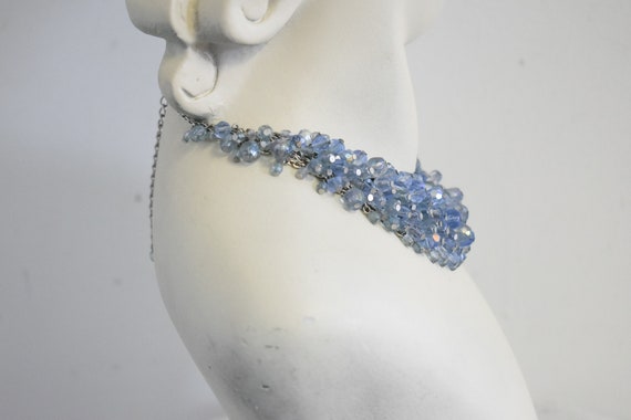 Vintage Blue Glass Bead Charm Necklace - image 5