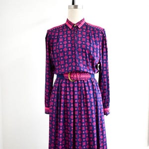 1990s Navy and Hot Pink Patterned Rayon Shirt Dress - Etsy 1990s Navy and Hot Pink Patterned Rayon Shirt Dress - Etsy