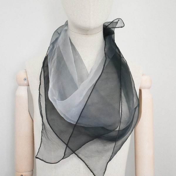 1950s/60s Black and White Chiffon Scarf