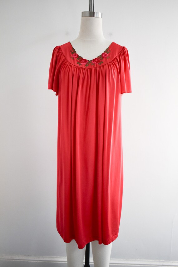 1970s Red Nylon Night Gown - image 3