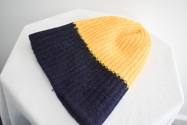 1970s Yellow and Navy Beanie image 4