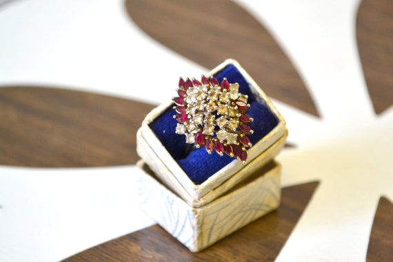 1970s Rhinestone Cascade Statement Ring