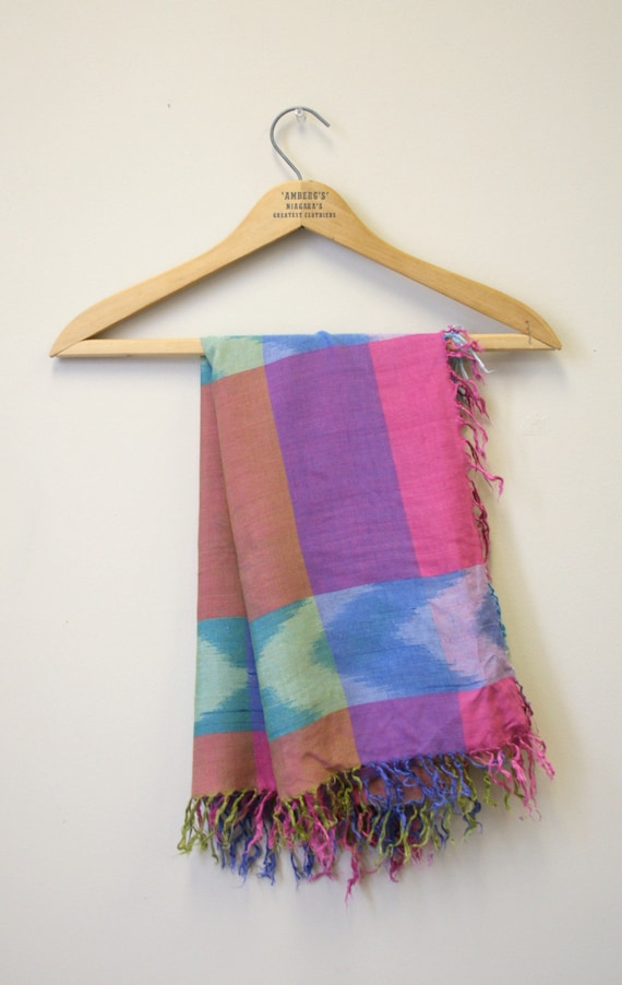 1980s Woven Ikat Cotton Scarf - image 3
