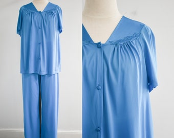 1980s Vanity Fair Turquoise Pajamas Set