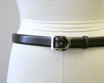 1990s DKNY Brown Leather Belt