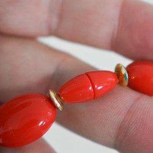 Vintage Red Plastic Graduated Bead Necklace image 5