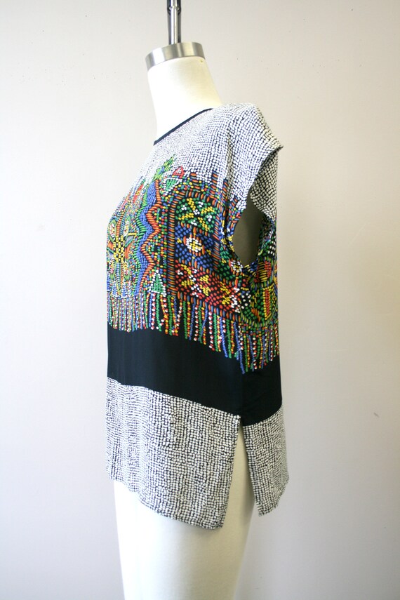 1980s Platinum by Dorothy Schoelen Printed Blouse - image 4