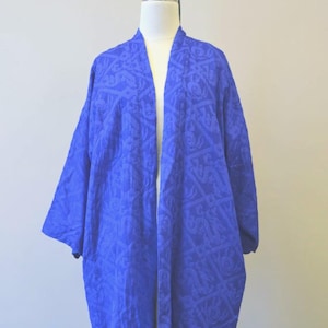 1970s Vivid Blue Silk Chinese Dragon Coat, Made in France