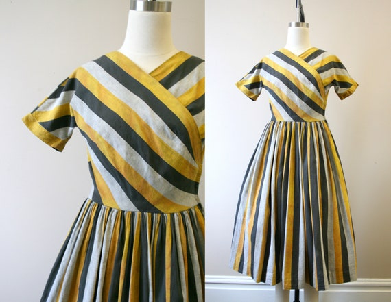 1950s Jonathan Logan Striped Surplice Dress