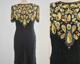 1990s Beaded and Sequin Cocktail Dress