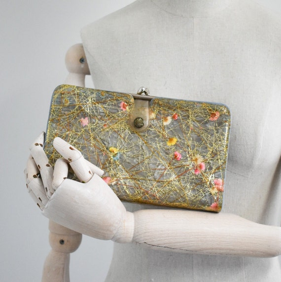 1960s Vinyl Clutch Purse with Reversible Cover