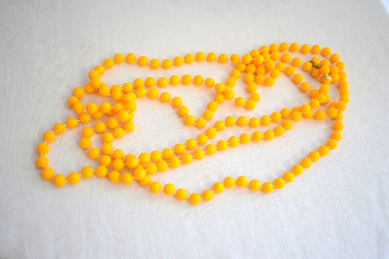 1960s Light Orange Plastic Bead Extra Long Necklace image 4