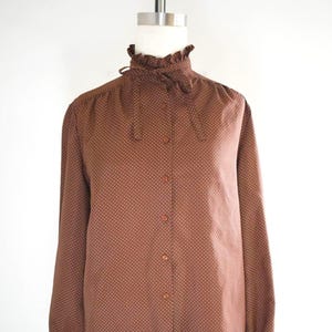 1970s Brown Micro Dot Blouse