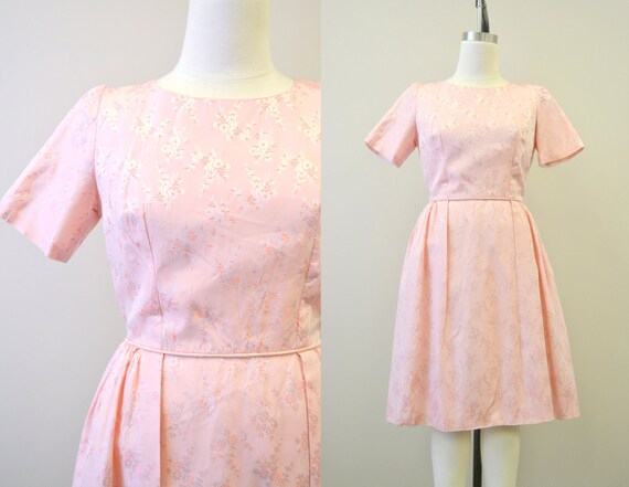 1950s Pink Brocade Dress