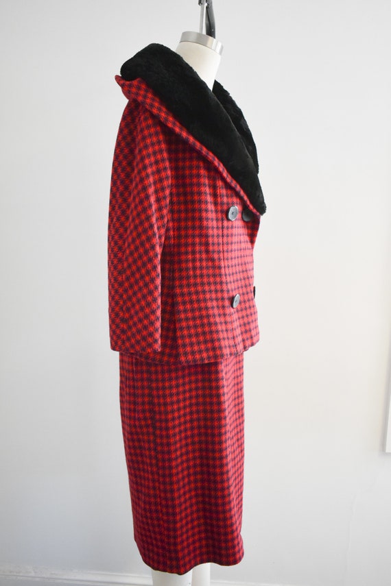 1950s Dan Millstein Red and Black Plaid Wool Skir… - image 4