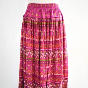 1990s Koret Hot Pink Rayon Midi SKirt
