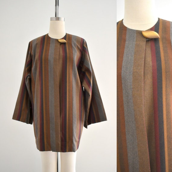 Vintage Striped Wool Coat