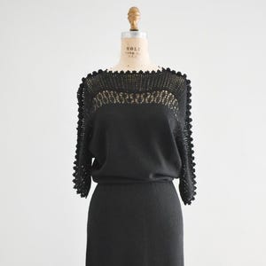 1980s Mike Korwin Black Sweater Knit Midi Dress