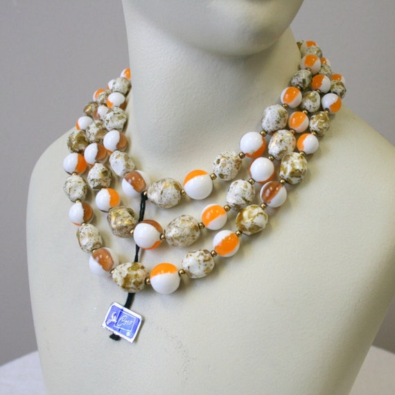 1960s NOS Coro Three Strand Bead Necklace - image 1