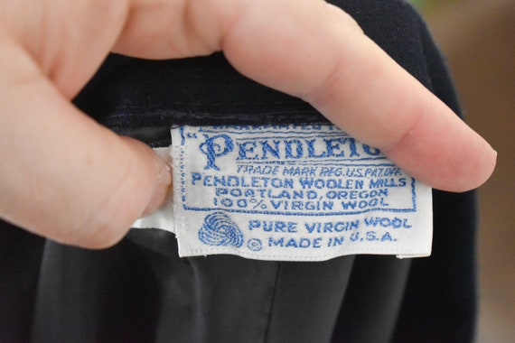 1990s Pendleton Navy Wool Pencil Skirt - image 7