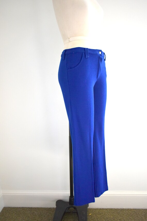 1970s Bright Blue Low Rise Knit Pants - image 4