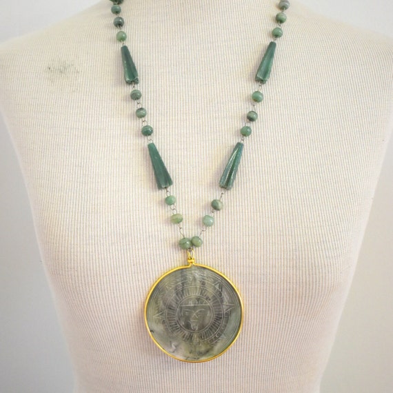 1940s Mexican Bead Necklace with Pendant - image 3