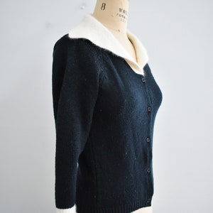 1980s Black and Cream Cardigan Sweater image 4