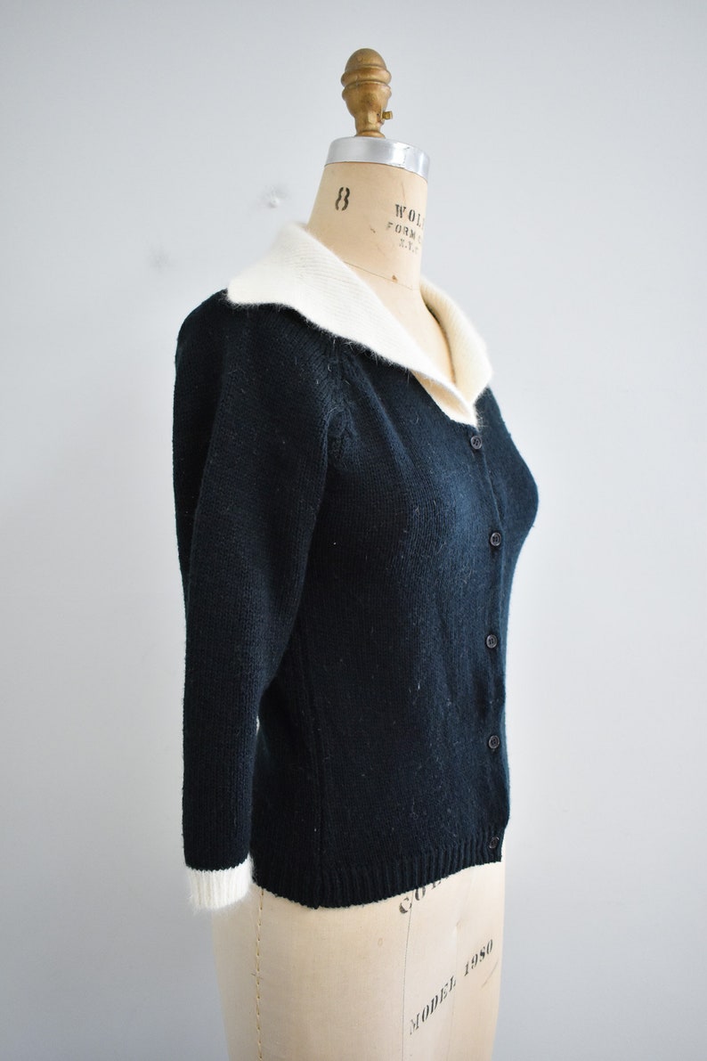 1980s Black and Cream Cardigan Sweater image 4