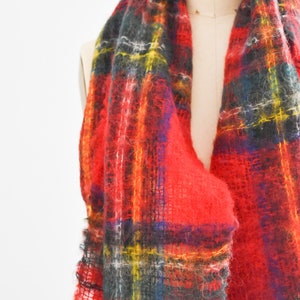 Vintage Mohair Red Plaid Scarf image 3