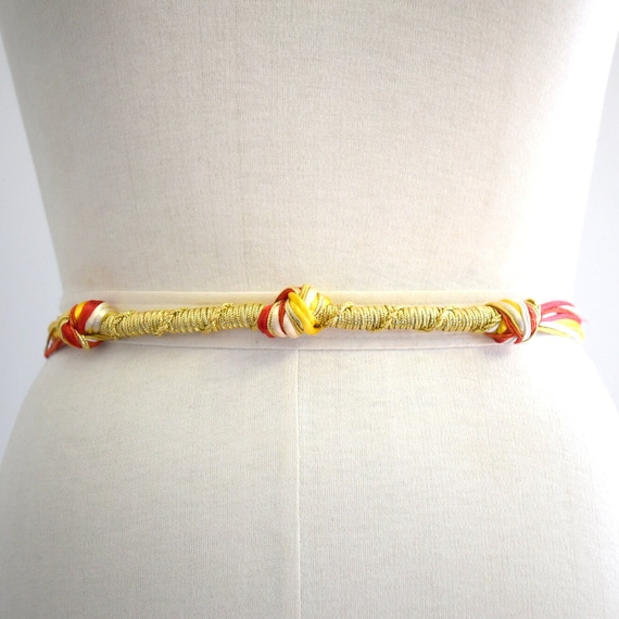 1980s Red and Gold Cord Tie Belt - image 1