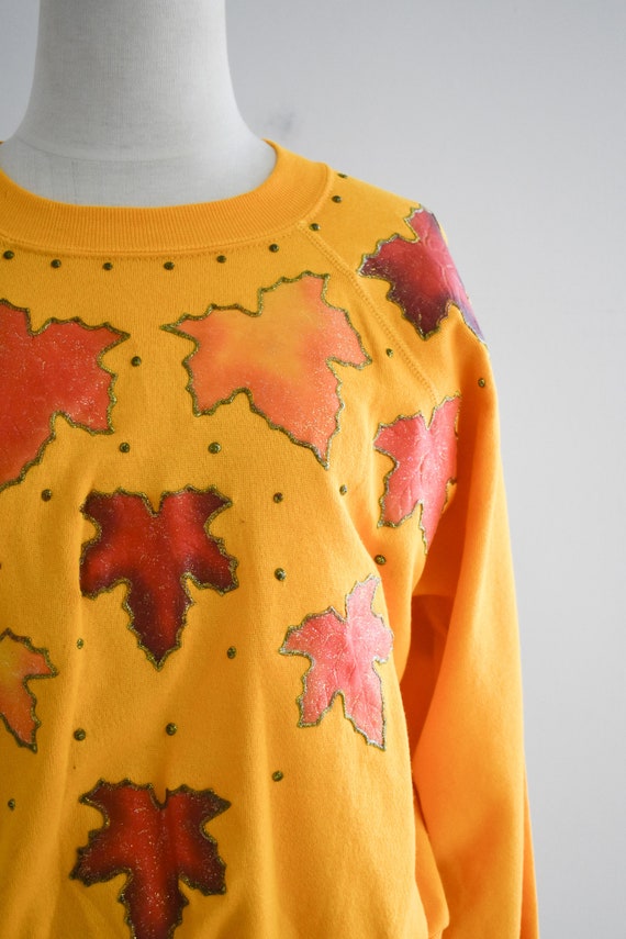 1980s Autumn Leaf Applique Sweatshirt - image 3