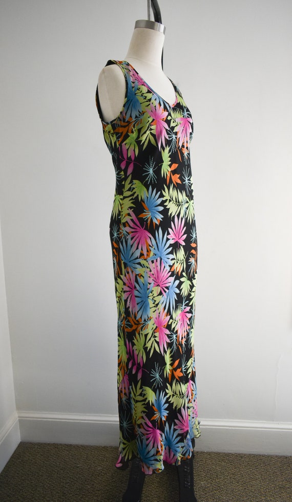 1990s Karen Kane Silk Chiffon Bias Maxi Dress - image 4