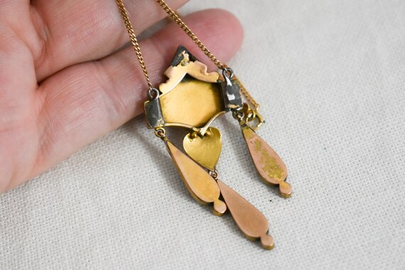 Vintage Black Glass and Gold Pendant and 14K Gold… - image 4