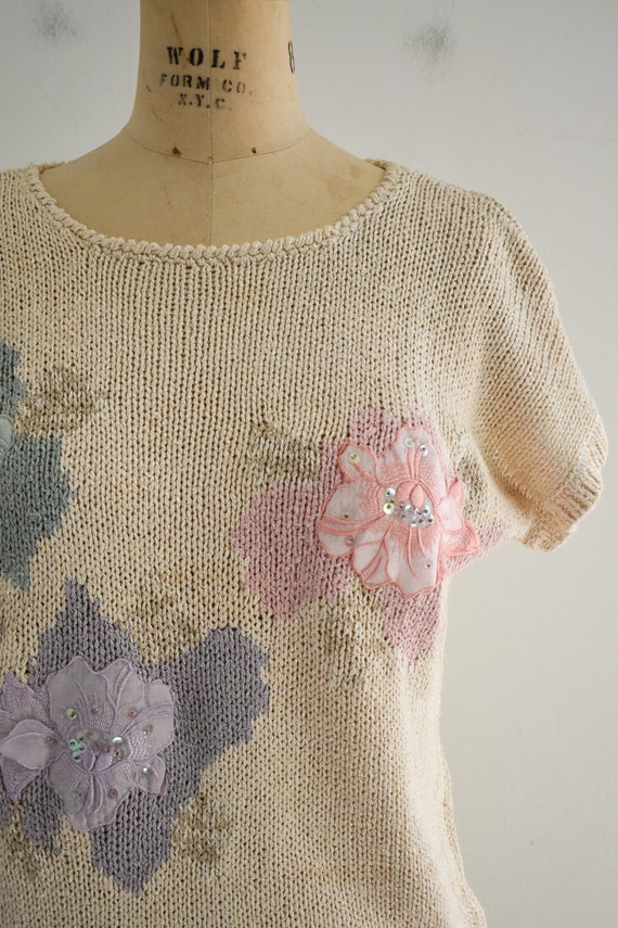 1990s Floral Applique Sweater - image 3