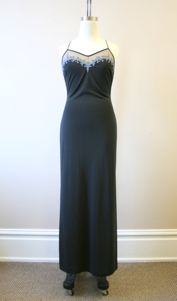 1990s Cache Black Beaded Slip Dress - image 2