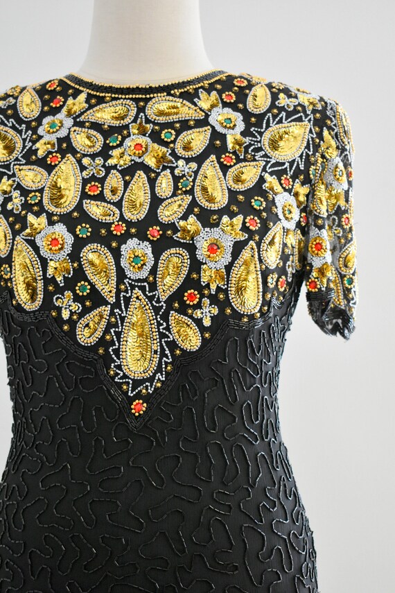 1990s Beaded and Sequin Cocktail Dress - image 3