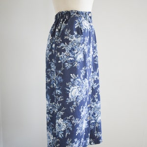 1980s Floral Denim Midi Skirt image 5