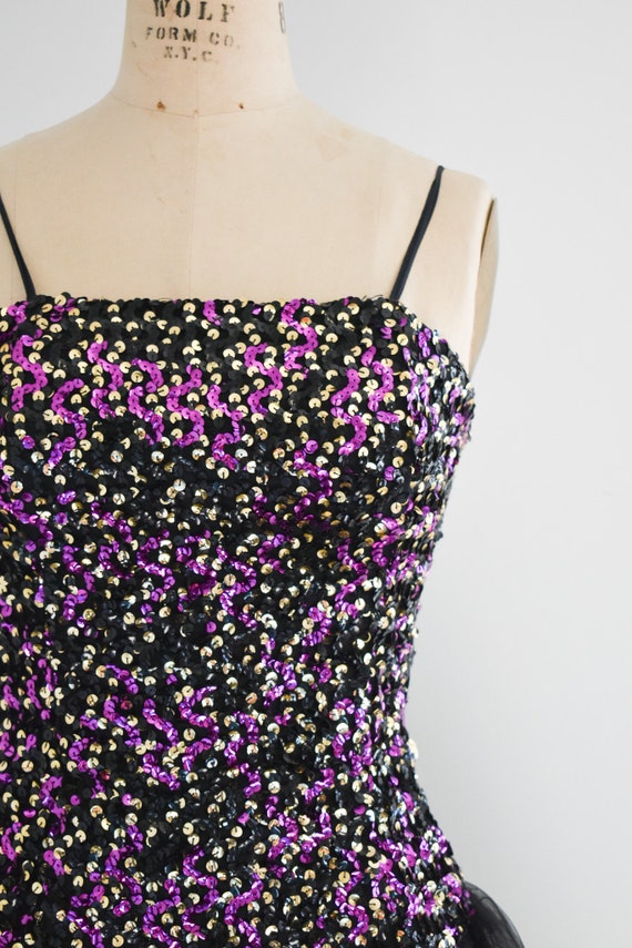 1980s Sequin Party Mini Dress - image 2