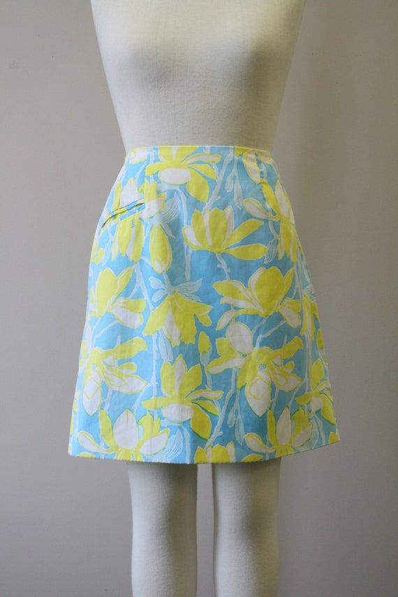 1960s Lilly Pulitzer Blue and Yellow Floral Mini … - image 3