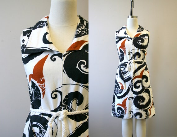1960s Tori Richard Hawaiian Dress and Rope Belt