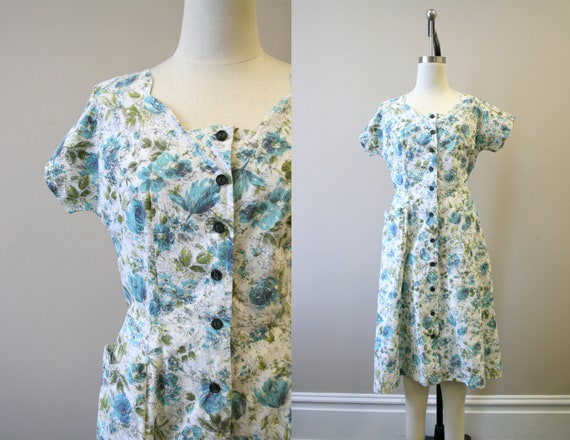 1940s Floral Cotton Dress