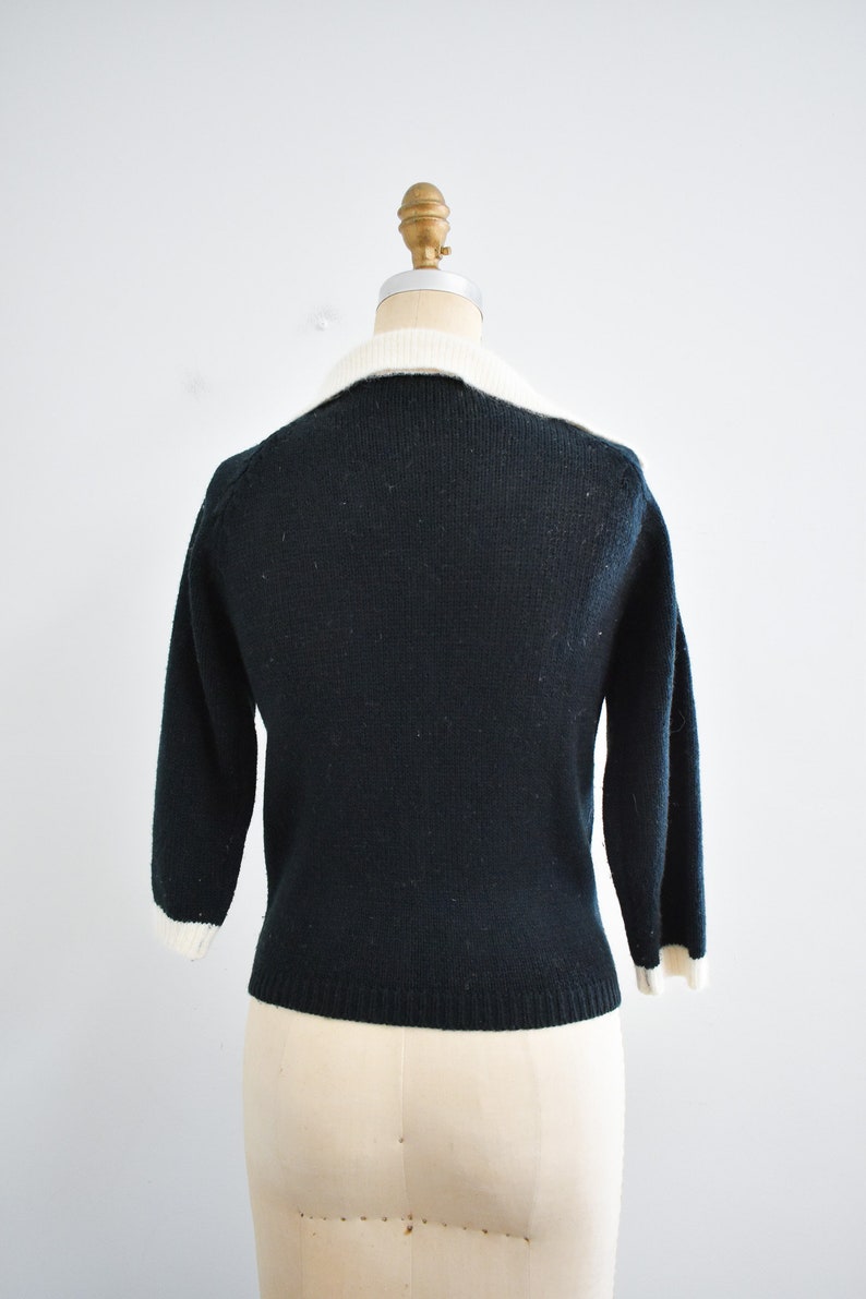 1980s Black and Cream Cardigan Sweater image 5