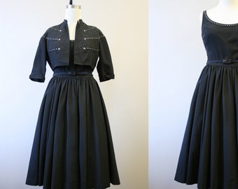 1950s Carlye Black Dress and Jacket Set