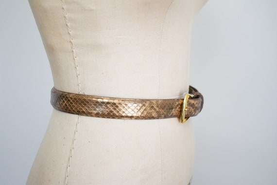 1980s Liz Claiborne Gold Snake Skin Belt - image 3