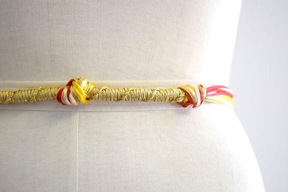 1980s Red and Gold Cord Tie Belt - image 3