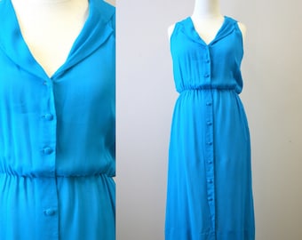 1960s Turquoise Chiffon Dress