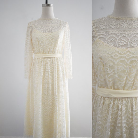 1970s/80s NOS Sally Wallace Cream Lace Dress