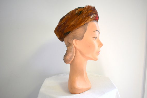 1960s Brown Feather Hat - image 4